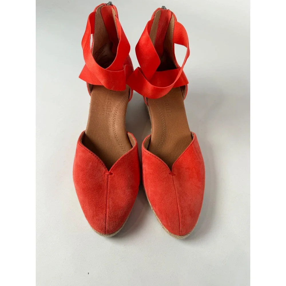 Gentle Souls Kenneth Cole Oryx Orange‎ Red Suede Espadrille Wedge Sandals 7.5M